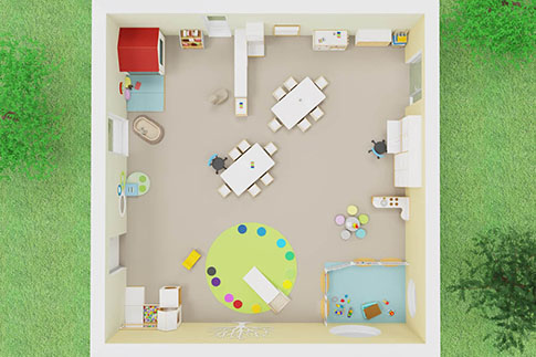 Spielbereich in der Krippe von oben