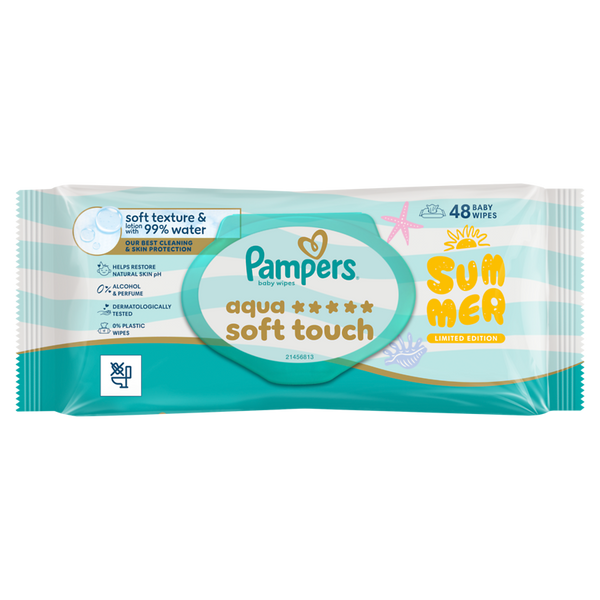 Baby wipe, Pampers, aqua soft touch, wipe pack, Sommeredition
