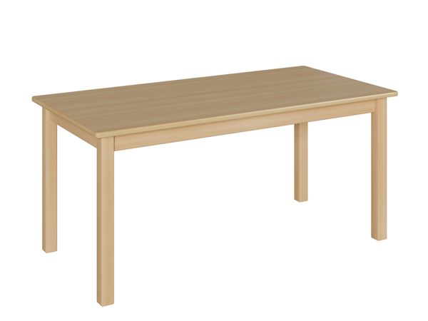 Rechtecktisch, 140x70 cm, Dekor Buche, Tischplattendekor nach Wahl mit Zarge, Tischbeine aus Holz