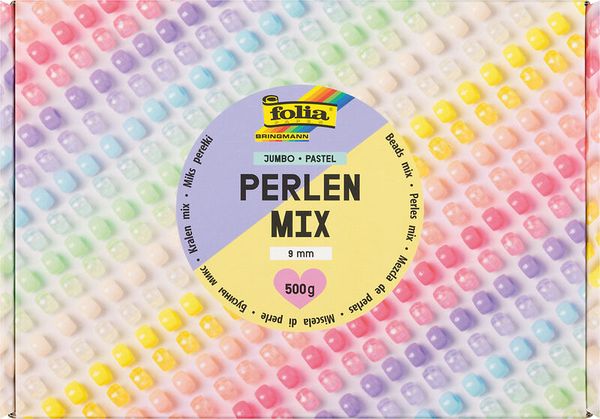 FOLIA Perlen-Mix, 9 mm, Großpackung, 500g, Farbe wählbar