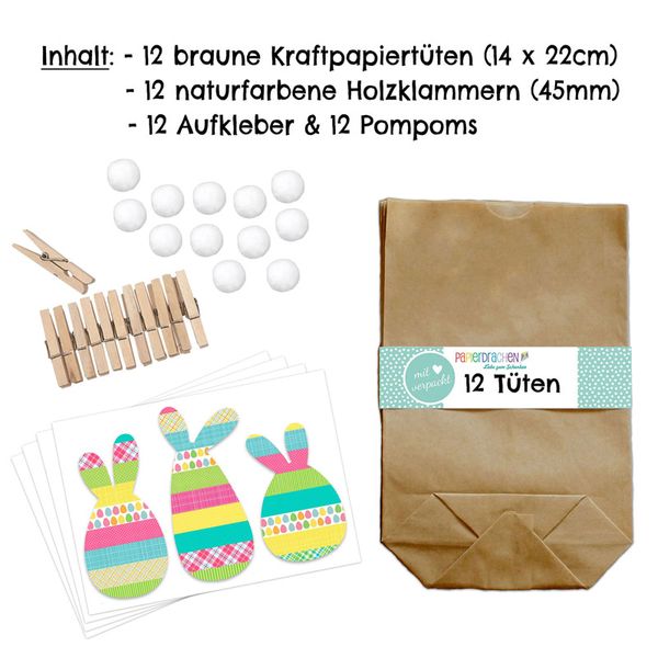Osterhasentüten Washi Style, 12 Stück - Bastelset (SONDERANGEBOT) Osterhasentüten Washi Style, 12 Stück - Bastelset (SONDERANGEBOT)