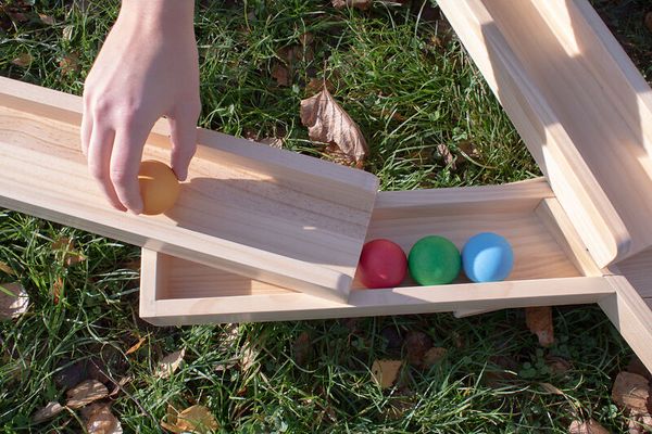 Wasserbahn / Kugelbahn, massives Kiefernholz, 12 Teile, ab 3 Jahre (SONDERANGEBOT)