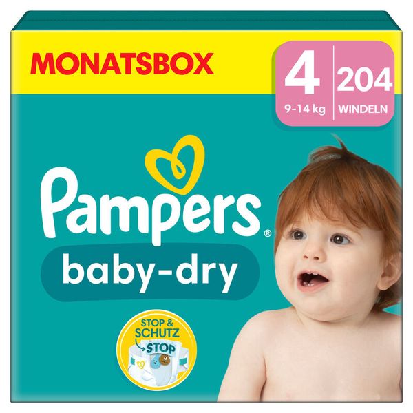 PAMPERS Baby Dry Gr. 4 Maxi (9-14kg), 204 Stk.