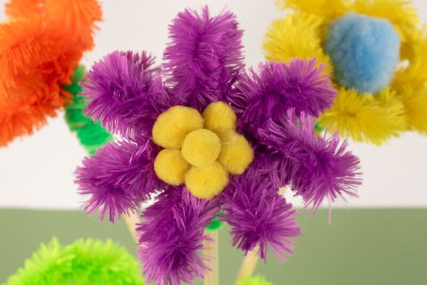 Pompom, Blume, Bastelartikel, bunt, flauschig