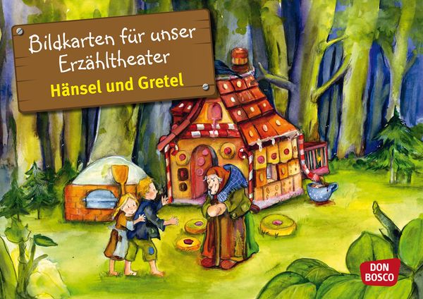 märchenbild, hänsel-und-gretel, haus, wald, figuren