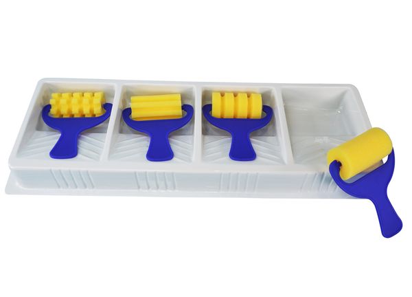 Schaumstoffroller Set, 4 Roller mit einem Farbehälter Schaumstoffroller Set, 4 Roller mit einem Farbehälter