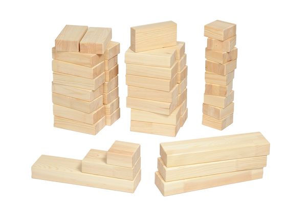 Holzbausteine, Bausteine, Holzspielzeug, Konstruktionselemente, Naturholz