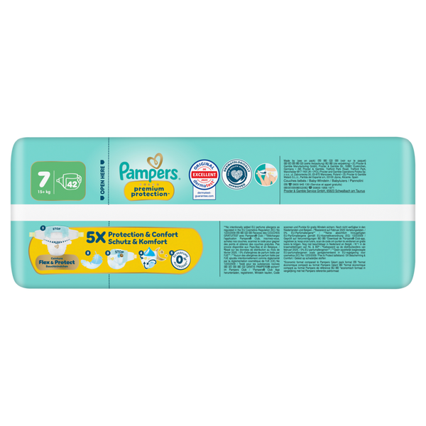 PAMPERS Premium Protection Windeln Größe 7, Extra Large 15+ kg, 42 Stück
