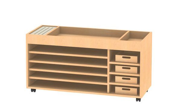 Bastelwagen mit Pinselhalter und verschiedene Ablagefächer, B/H/T: 102 x 65 x 55 cm