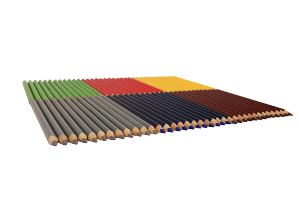 bunte bleistifte, buntstift-set, holzbleistifte, farbpalette, spitze zufrieden