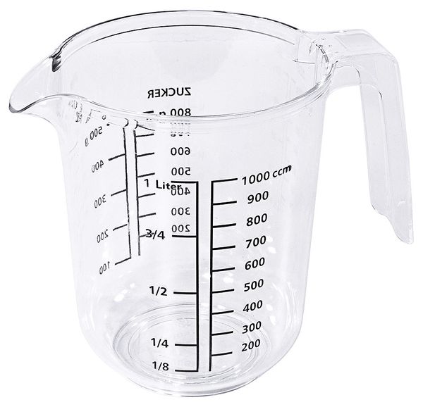 Messbecher, Kunststoff, Messskala, 1 Liter, Griff