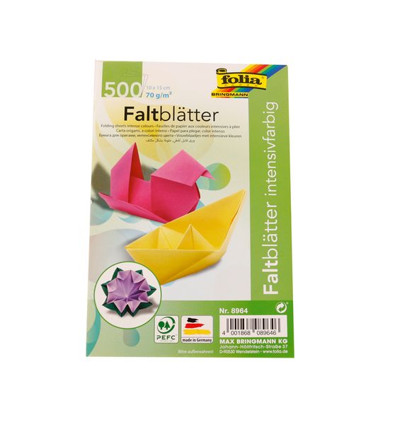 FOLIA Origamipapier Basic Mix, 10x15 cm, 500 Blatt bunt sortiert