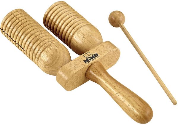 Holzhammer, Holzklopfer, geriffelte Walzrollen, Schlegel, Holzpercussionwerkzeug