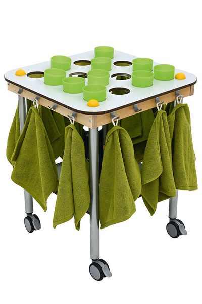 Zahnputzbecherwagen, Rechteck, für 16 Becher, Farbe wählbar