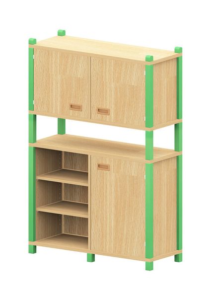 BasicPlus Stollenhochschrank, mit einer Doppeltür oben und einem Regal unten links