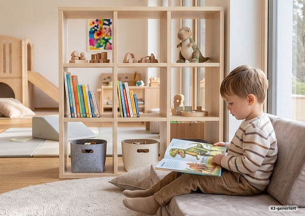 Regal, Bücherregal, Holz, Naturholz, Offene Fächer