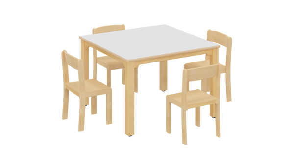 Kleiner Tisch, Holztisch, Kinderstuhl, Essgruppe, helles Holz