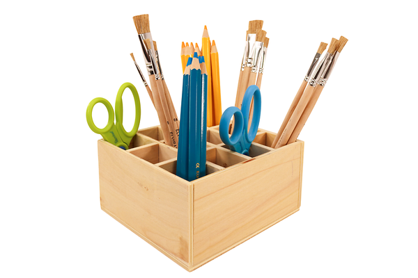 Stiftehalter aus Holz, 12 Fächer
