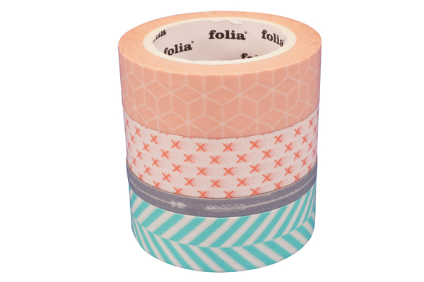 FOLIA Washi Tape, Geometrisch, 4x10m, 4 Rollen
