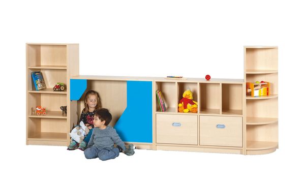 Kinderzimmer, Spielzeugregal, Holzregal, Klammerregal, Aufbewahrungssystem