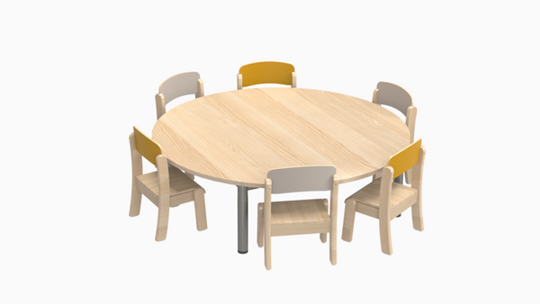 MATHOU Tisch-Stuhl-Kombination mit Metallbeinen - 6 Stühle, 1 runder Tisch, 10 Jahre Garantie MATHOU Tisch-Stuhl-Kombination mit Metallbeinen - 6 Stühle, 1 runder Tisch, 10 Jahre Garantie