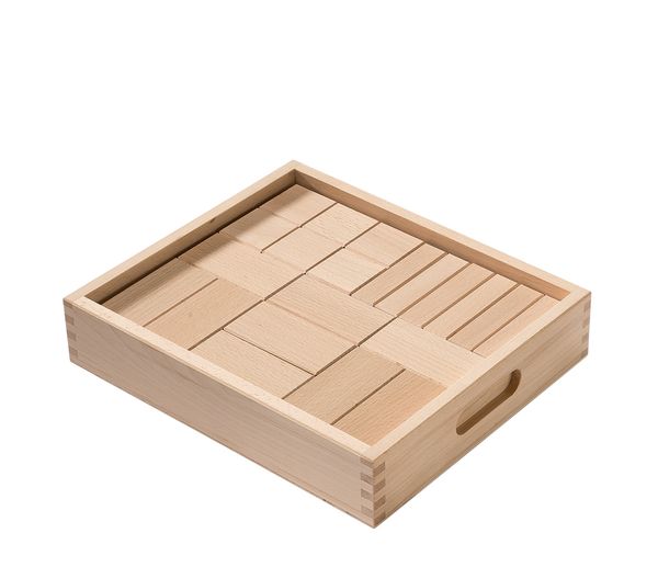 Holzspielzeug, Blockbaukasten, Holztray, Holzbausteine, Holztablett