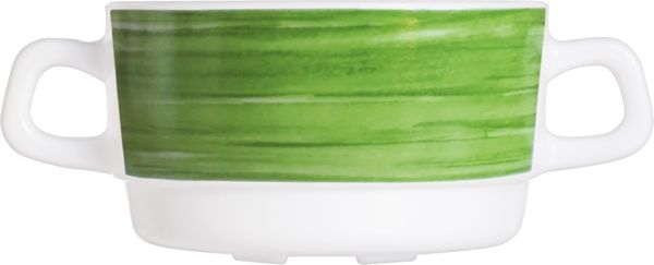 grüne Schüssel, Schüssel mit Griffen, Grün-weiße Schüssel, Porzellan-Schüssel, Küchengefäß