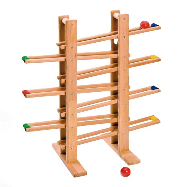 holzspielzeug, ballspiel, kugelbahn, holzrahmen, farbige kugeln