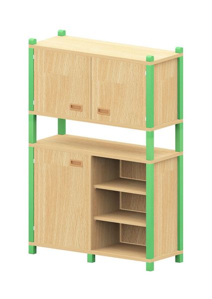 BasicPlus Stollenhochschrank, mit einer Doppeltür oben und einem Regal unten rechts