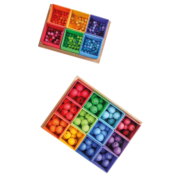 Holzbox, Perlen, Farben, Sortierte Perlen, Baukasten