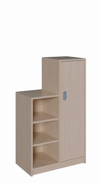 material: Holz, Farbe: helles Holz, Schrank, Aufbewahrungsschrank, Regal mit Tür