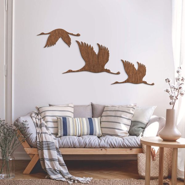 Wanddekoration - Kraniche, Mahagoni, Flügel durchgängig Holz, 3 St. im Set - verschiedene Größen Wanddekoration - Kraniche, Mahagoni, Flügel durchgängig Holz, 3 St. im Set - verschiedene Größen