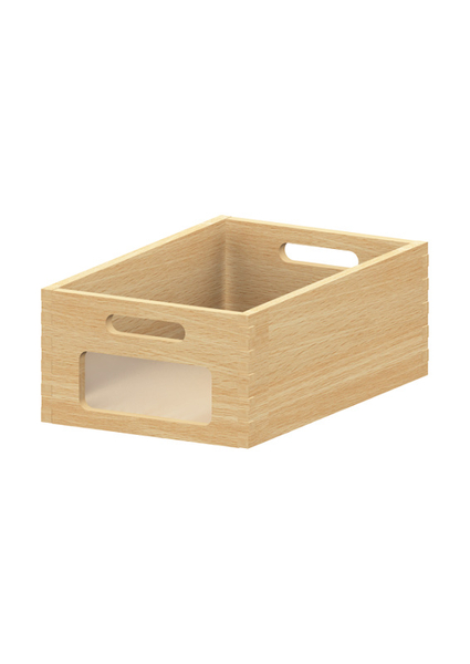 BasicPlus Materialkasten inkl. Filzstreifen, klein, mit Acrylglasfront, Buche Massivholz