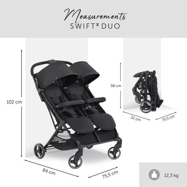 HAUCK Buggy für 2 Kinder - Swift X Duo - Black HAUCK Buggy für 2 Kinder - Swift X Duo - Black