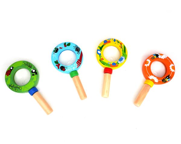 Bunte Lupe aus Holz, 4 Stück Bunte Lupe aus Holz, 4 Stück