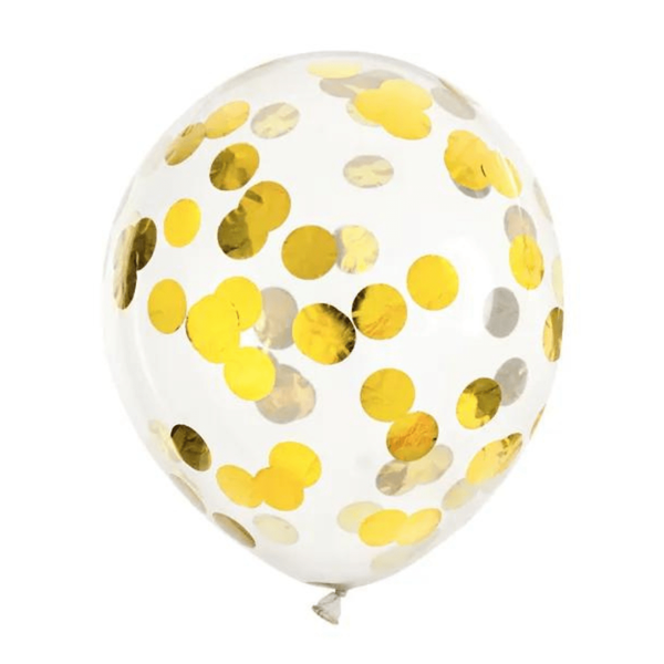 Konfetti-Ballon Ø 30 cm, Gold, 6 Stück