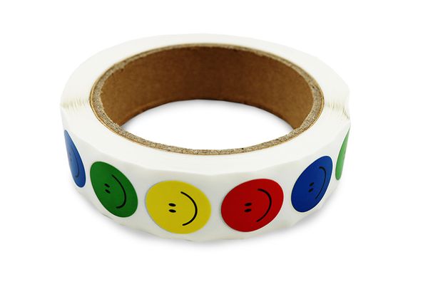 Waschband, Dekorband, Smileys, buntes Muster, runder Rollenband