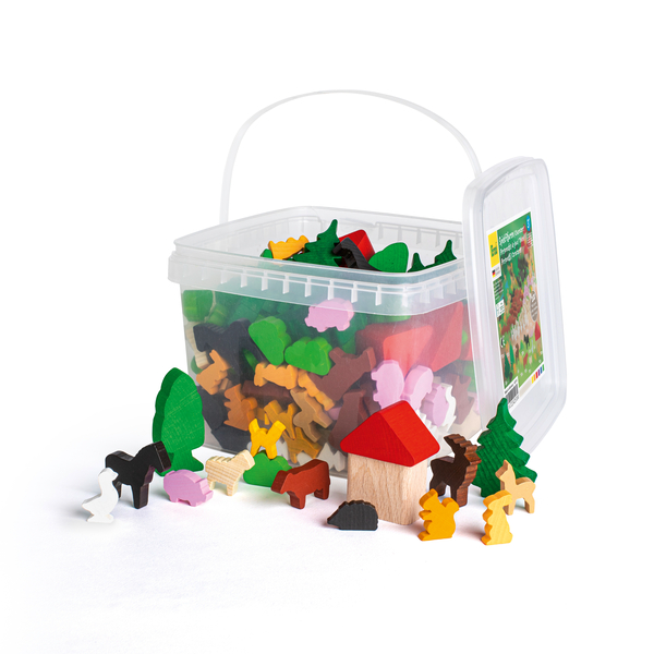 ERZI Holz-Spielfiguren, 200 Teile + Box, ab 3 Jahre ERZI Holz-Spielfiguren, 200 Teile + Box, ab 3 Jahre