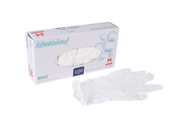 Handschuhe Nitril, puderfrei, Gr. M, 100 Stk., weiß