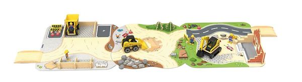 Bauland, Bau-Spielbahn, Bausteine, Sandwerkzeug, Kleinteile