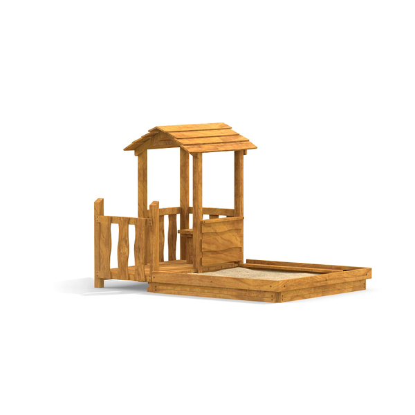 Holzspielhaus, Spielplatz, Sandkasten, Holz, Kinderspielplatz