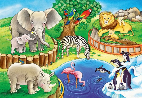 RAVENSBURGER Puzzle Tiere im Zoo, 2 x 12 Teile, ab 3 Jahre RAVENSBURGER Puzzle Tiere im Zoo, 2 x 12 Teile, ab 3 Jahre