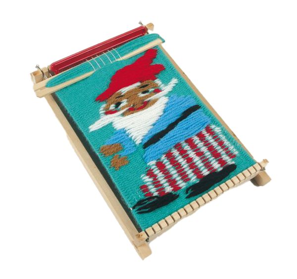Garn- Webrahmen, Roter Engel, Weihnachtsdeko, Webrahmen, Gemustert