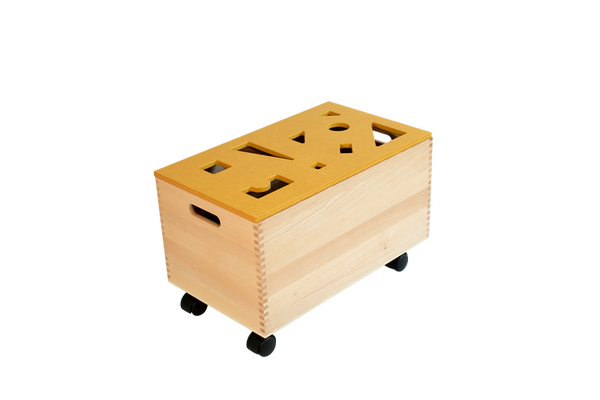 Holzkiste, Holzspielzeug, Aufbewahrungskiste, mit Rollen, Lasercut-Deckel