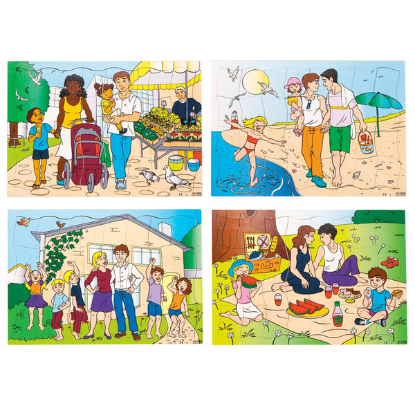 Puzzle-Set Moderne Familien, 4 Puzzle, je 32 Teile, ab 3 Jahre Puzzle-Set Moderne Familien, 4 Puzzle, je 32 Teile, ab 3 Jahre