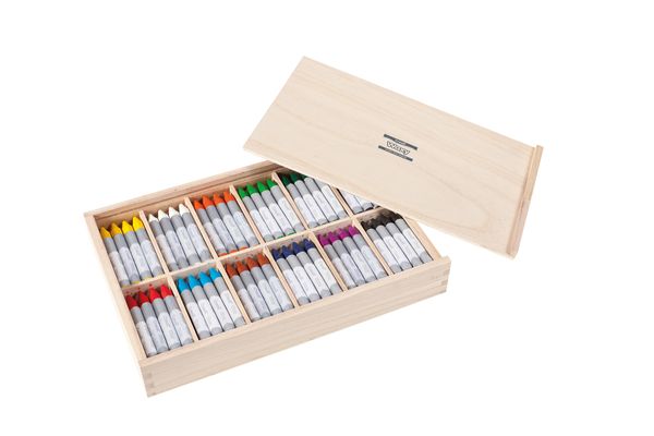 Pastel markers, Color markers, Art supplies, Wooden box, Set of markers