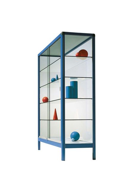Glasvitrine, Vitrine, Regal, Glasfront, Rahmen metallisch