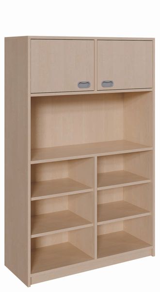 Schrank, 2 Türen oben, 4 Einlegeböden unten, mit Mittelwand (B/H: 102 x 160 cm)