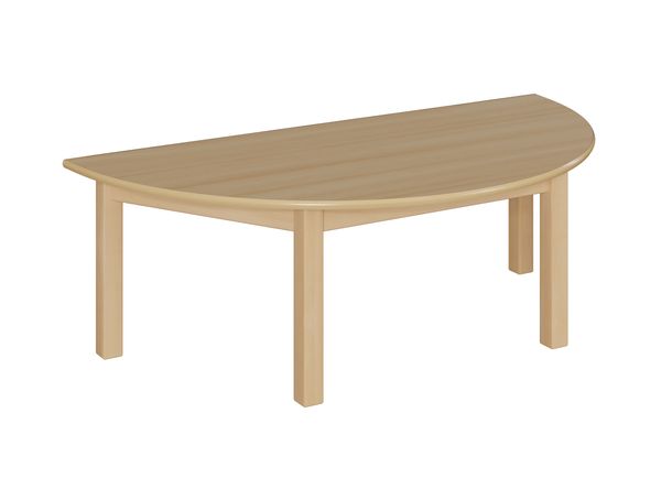 Halbrundtisch, 140x70 cm, Dekor Buche, Zarge, Tischbeine aus Holz