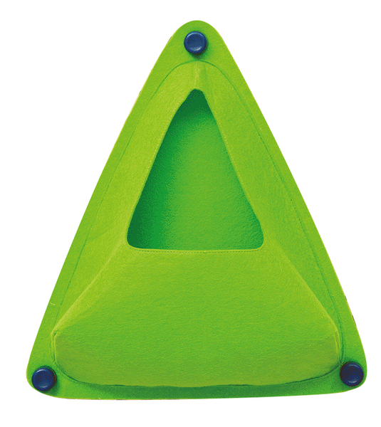 triangle, Booten/Segelboot?, green fabric, padded corner, button studs